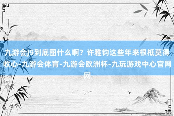 九游会J9到底图什么啊？许雅钧这些年来根柢莫得收心-九游会体育-九游会欧洲杯-九玩游戏中心官网