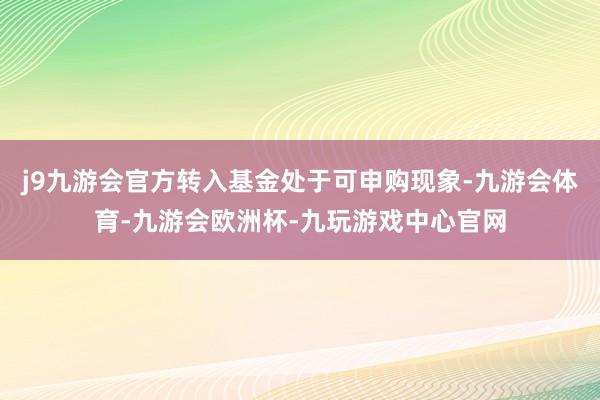 j9九游会官方转入基金处于可申购现象-九游会体育-九游会欧洲杯-九玩游戏中心官网