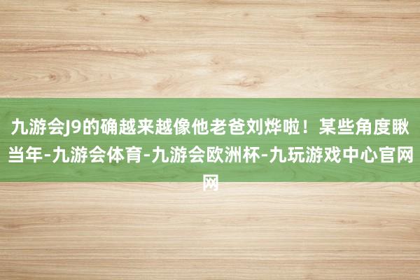 九游会J9的确越来越像他老爸刘烨啦！某些角度瞅当年-九游会体育-九游会欧洲杯-九玩游戏中心官网