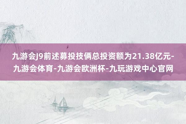 九游会J9前述募投技俩总投资额为21.38亿元-九游会体育-九游会欧洲杯-九玩游戏中心官网