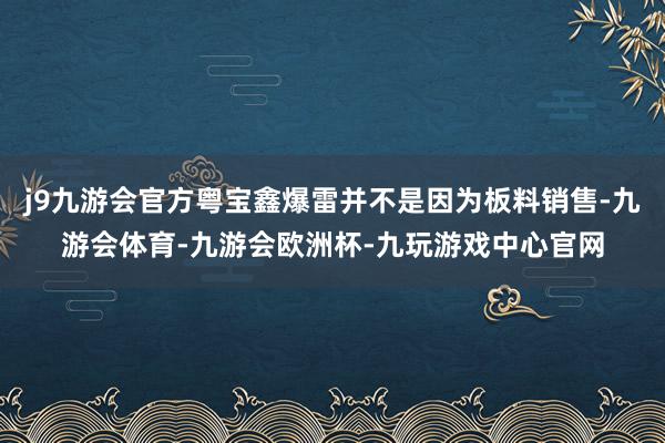 j9九游会官方粤宝鑫爆雷并不是因为板料销售-九游会体育-九游会欧洲杯-九玩游戏中心官网
