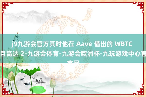 j9九游会官方其时他在 Aave 借出的 WBTC 数目高达 2-九游会体育-九游会欧洲杯-九玩游戏中心官网